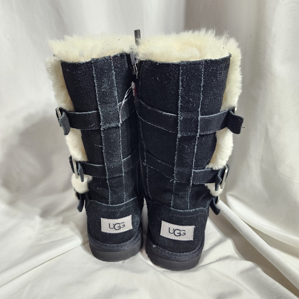 Ugg Maddi Black Leather Boots Size 2 - Picture 8 of 13